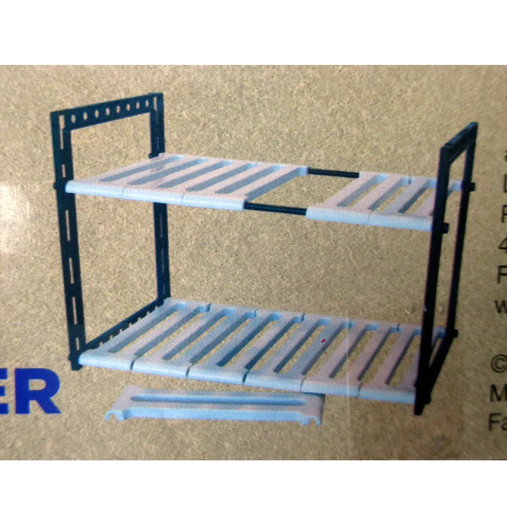 2 Tier Expandable Adjustable Under Sink Shelf Organizer Unit Kitchen Shelves New