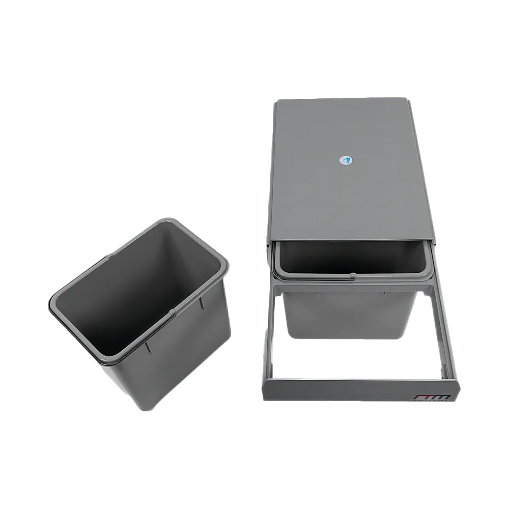 2x 15L Pull-Out Trash Bin | Dual Kitchen Garbage Waste Basket | Cabinet Bin