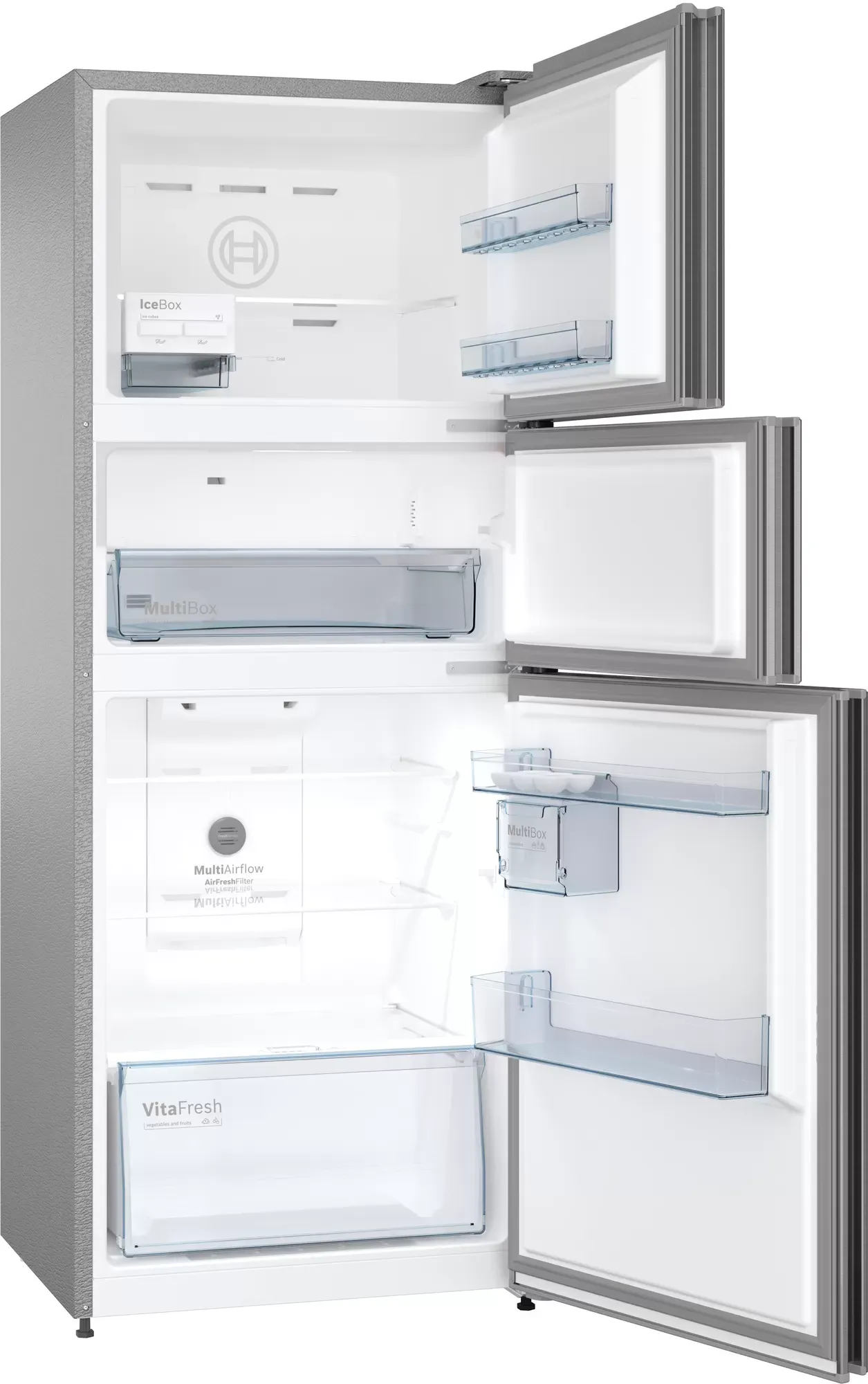 Bosch CMC33K05NI Serie 4 332 Litres Frost Free Vario Inverter Triple Door Refrigerator (MultiAirflow System,  Smoky Steel)