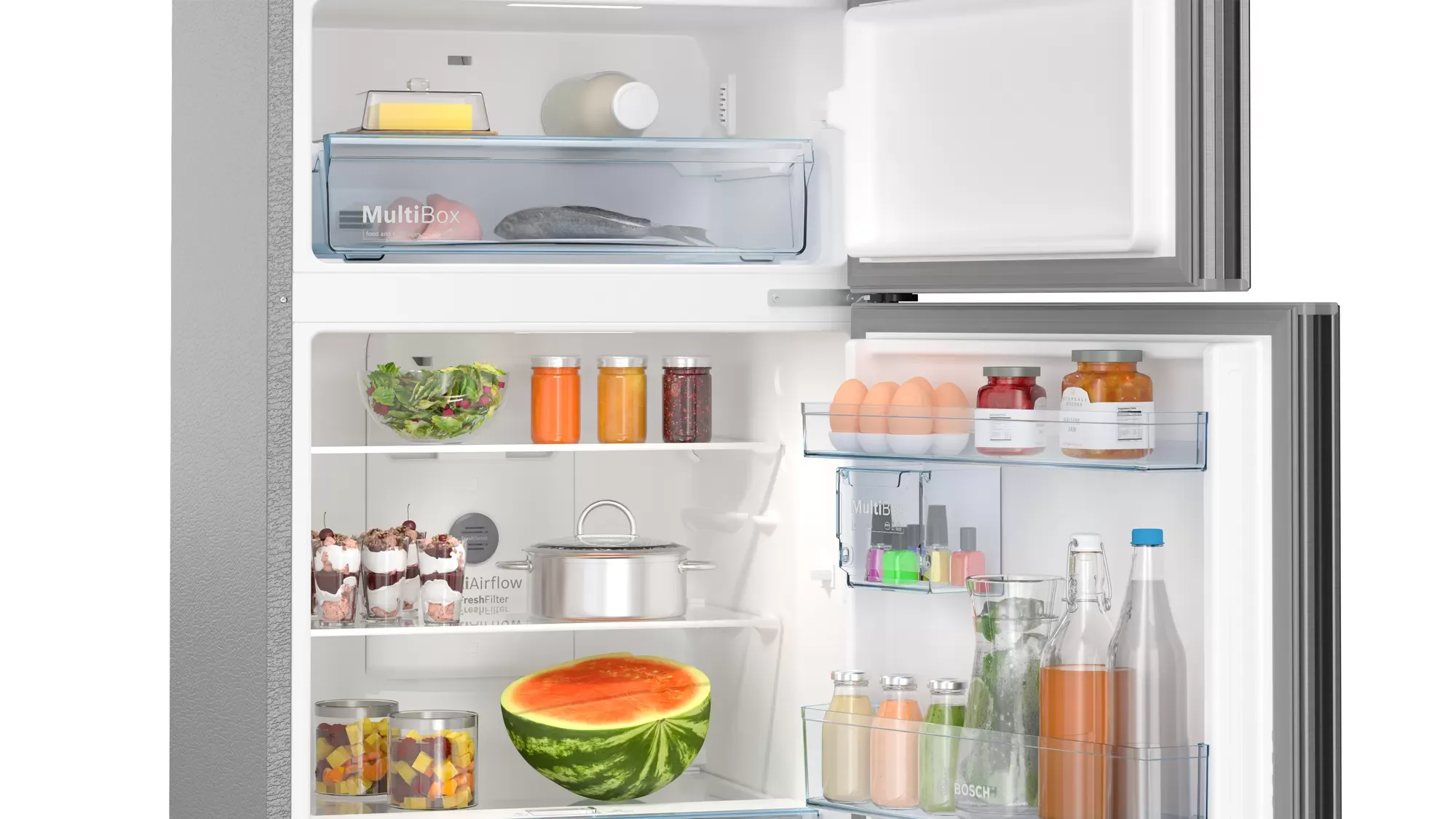 Bosch CMC33K05NI Serie 4 332 Litres Frost Free Vario Inverter Triple Door Refrigerator (MultiAirflow System,  Smoky Steel)