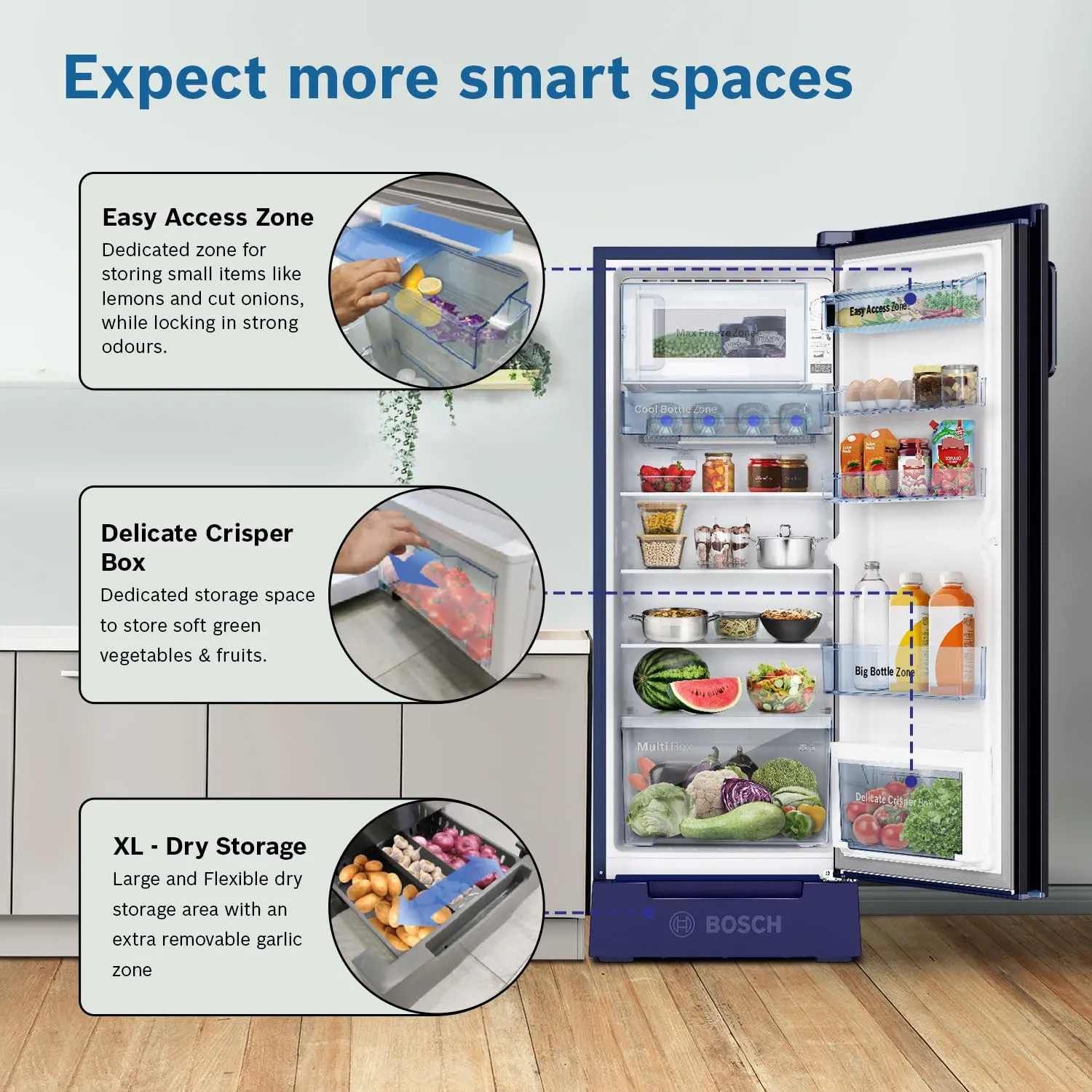 Bosch CST22U14PI Single Door Refrigerator 226L Inverter (Dark Lake)