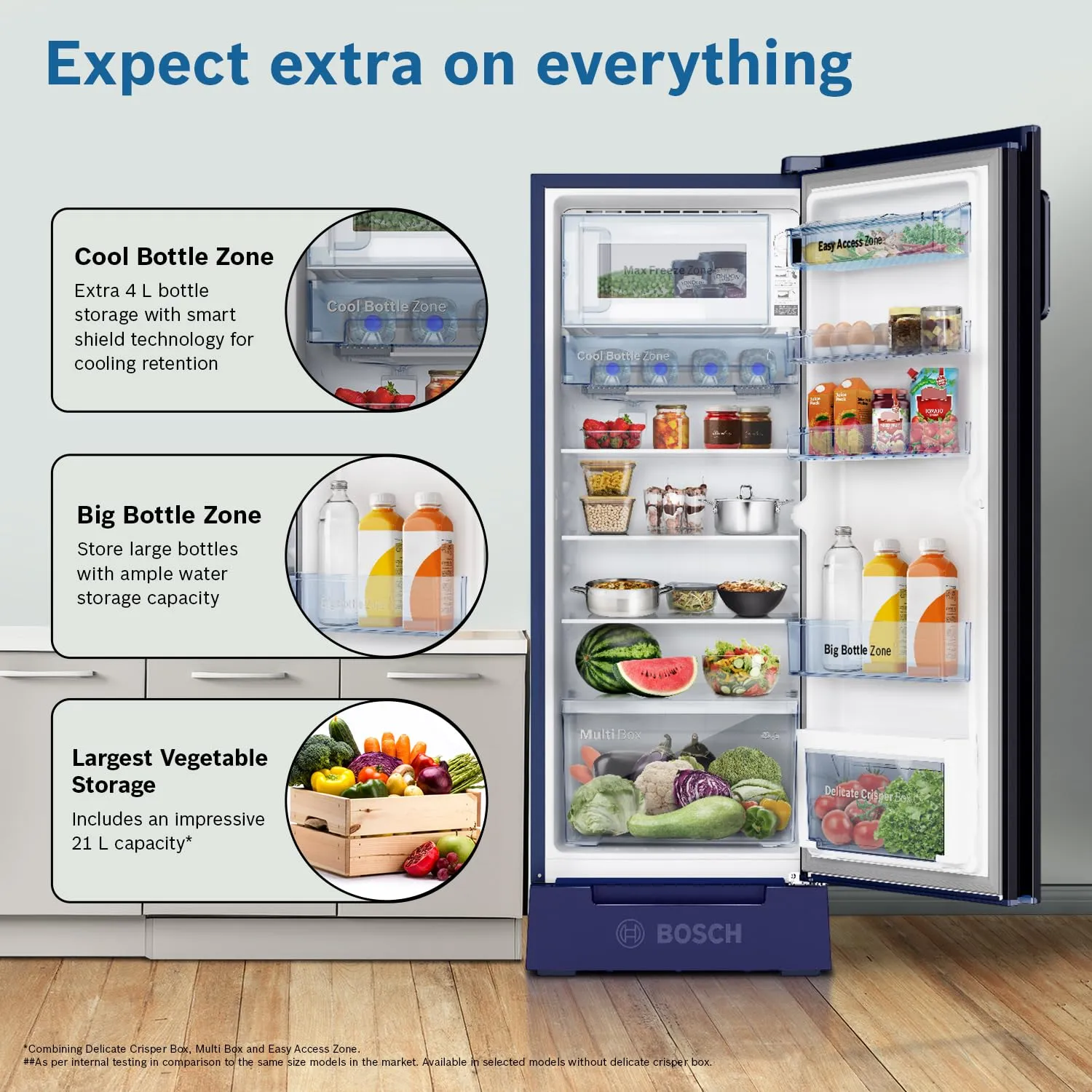 Bosch CST22U14PI Single Door Refrigerator 226L Inverter (Dark Lake)