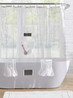 Clear Shower Curtain With 5 Pockets 72 X 72 Inch