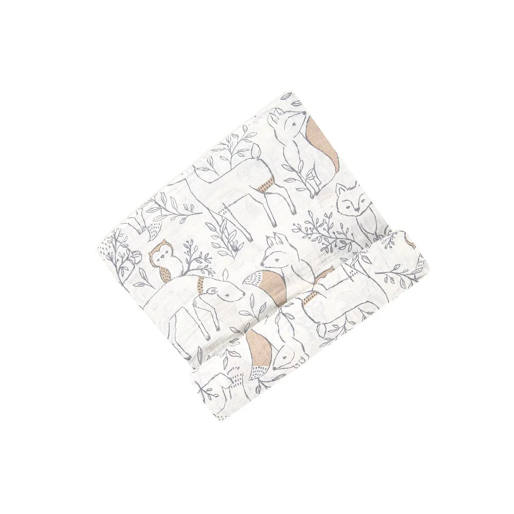 Crane Baby Ezra Collection Muslin Swadddle Woodland Print