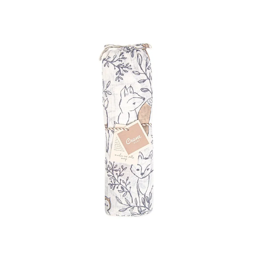 Crane Baby Ezra Collection Muslin Swadddle Woodland Print