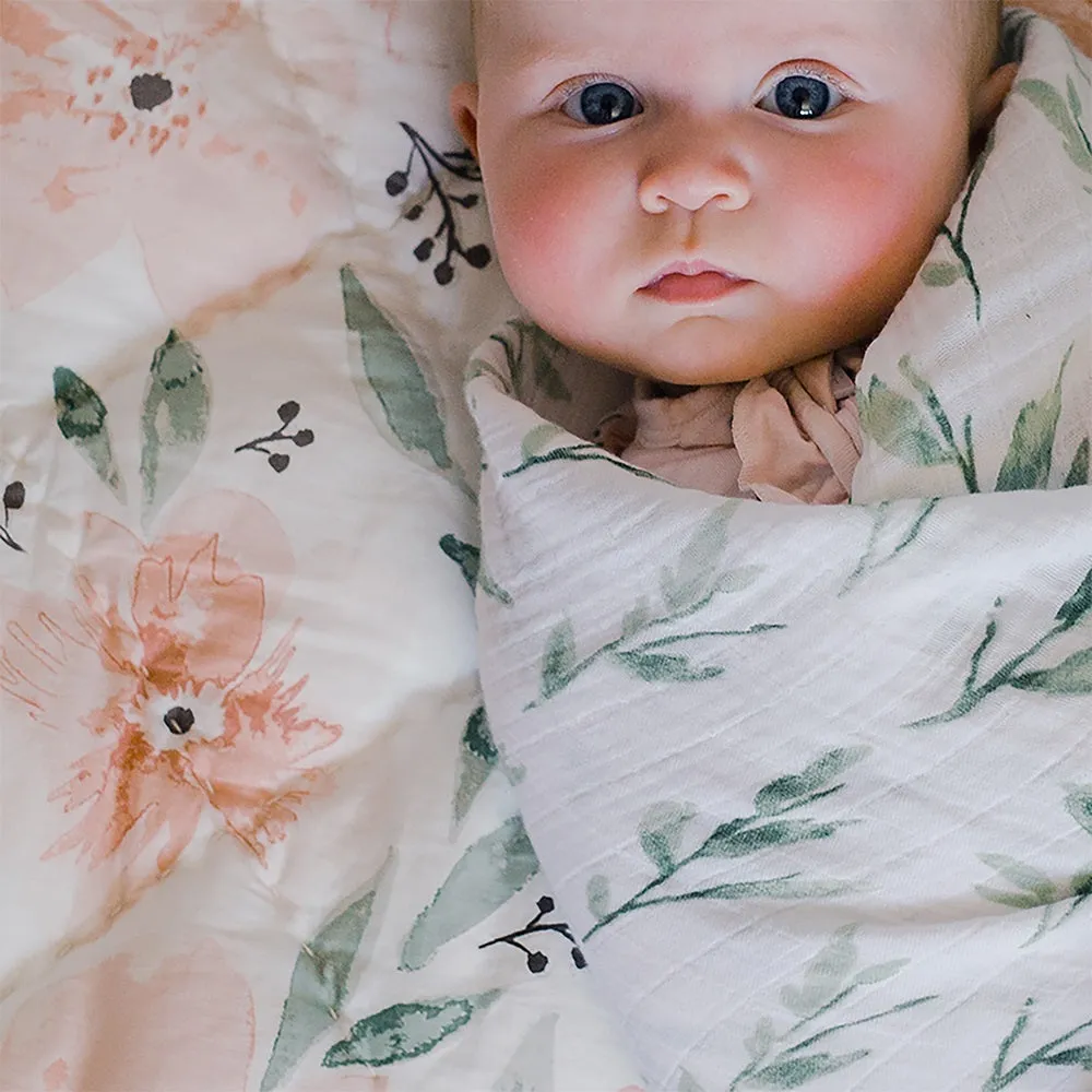 Crane Baby Parker Collection Muslin Swaddle Leaf Print
