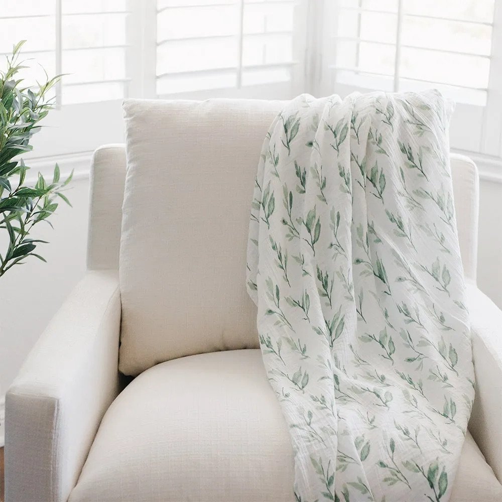 Crane Baby Parker Collection Muslin Swaddle Leaf Print