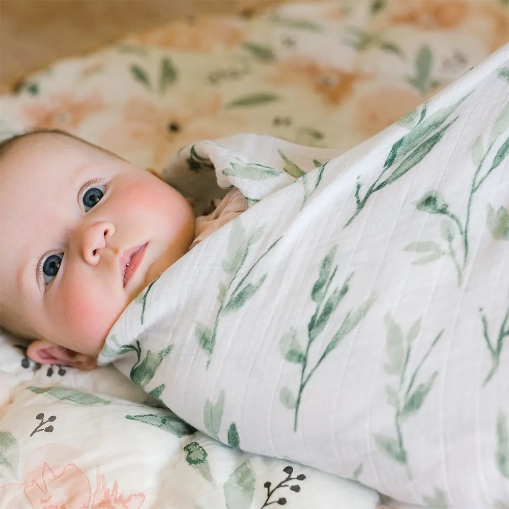 Crane Baby Parker Collection Muslin Swaddle Leaf Print