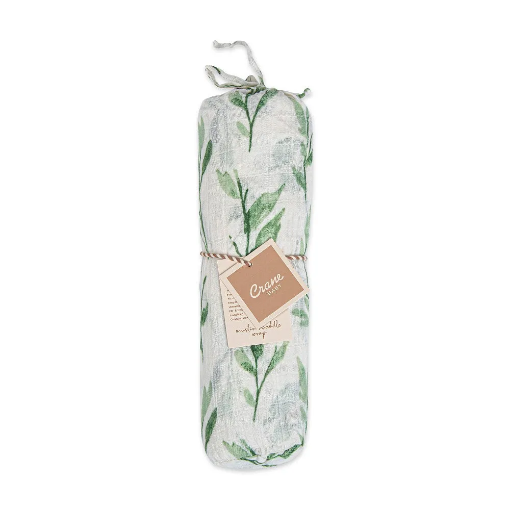 Crane Baby Parker Collection Muslin Swaddle Leaf Print