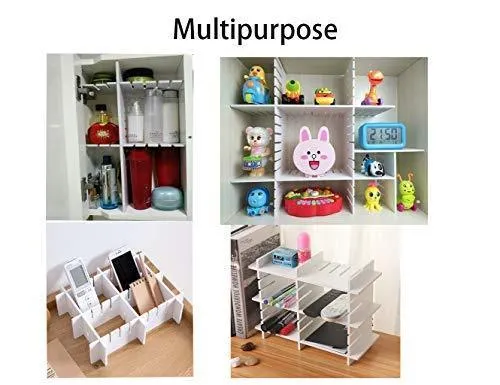 Drawer Organizers DIY Grid Dividers - Storage Spacer Wood-Plastic Multipurpose Finishing Shelves for Wardrobe Desk Tea Table Dresser Kitchen Underwear Socks Tableware Charging Line White (5Pack)
