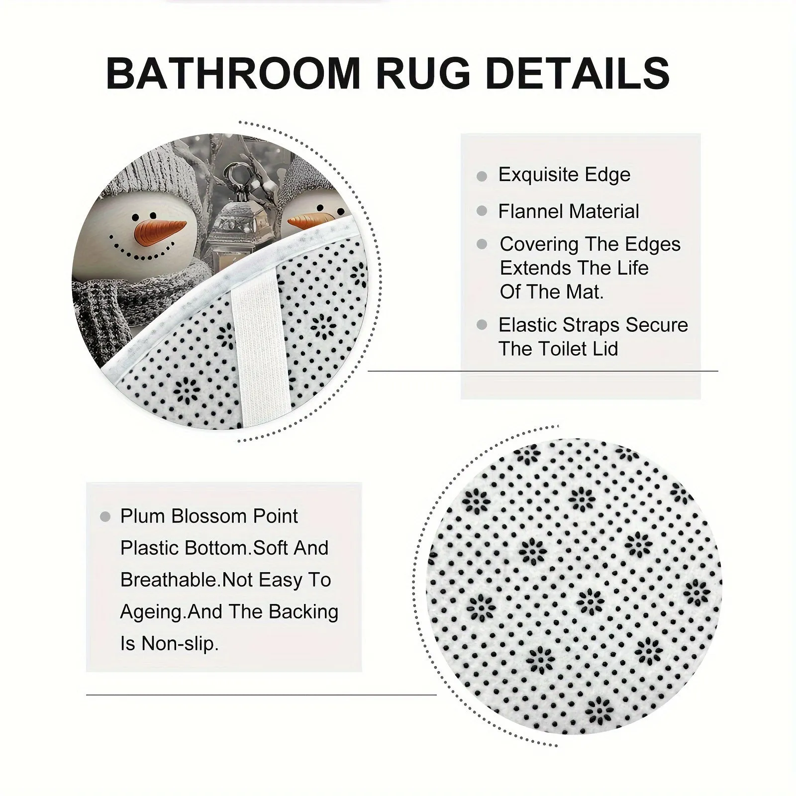 Festive Christmas Snowman Shower Curtain Set with Rug & Bath Mat - Waterproof, Machine Washable, Includes Hooks and Toilet Lid Cover