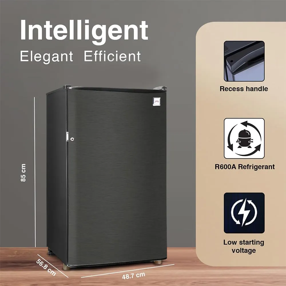 Godrej RD CHAMP 114A WPF FS ST 97 L 1 Star Direct Cool Single Door Refrigerator With Jumbo Vegetable Tray ( Fossil Steel)