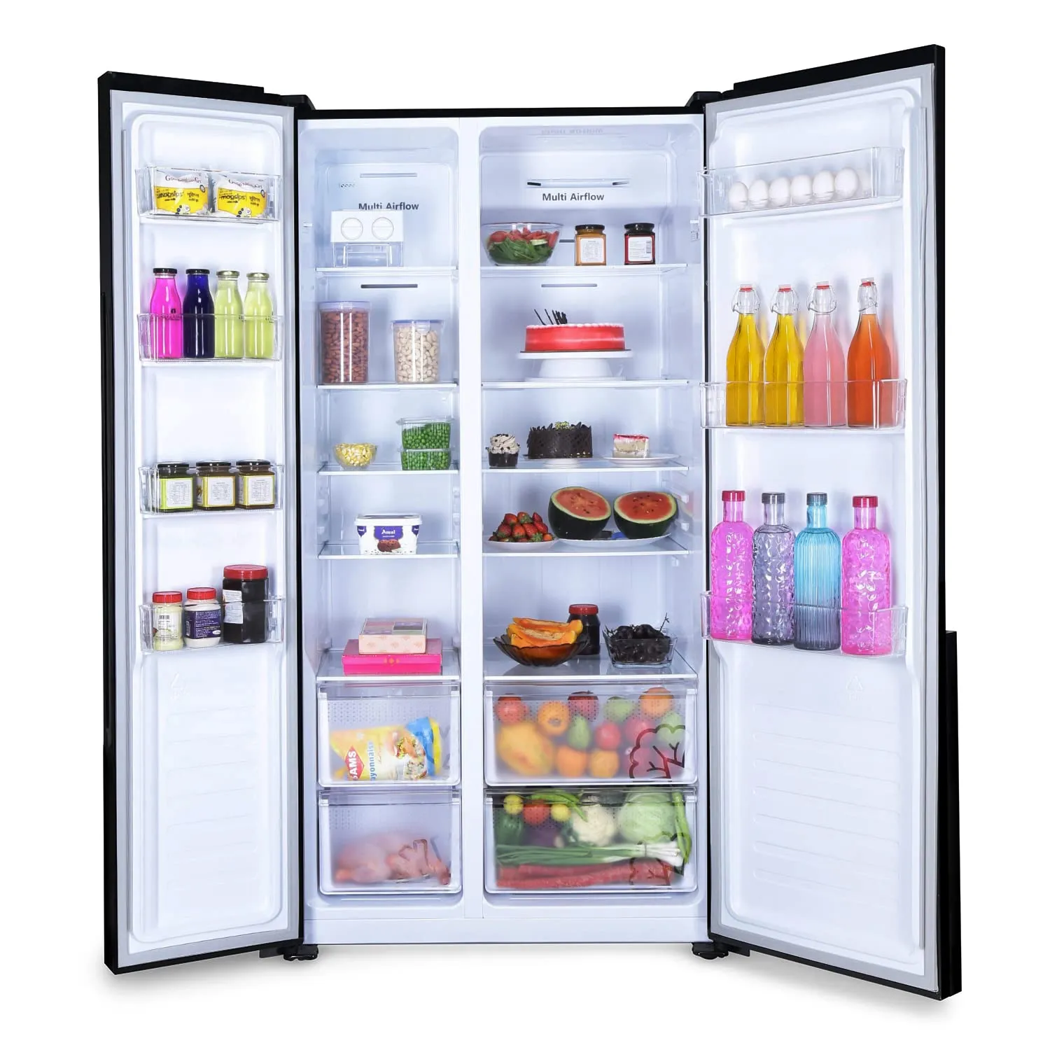Godrej RS EONVELVET 579 RFD GL BK 564 L Frost Free Side-By-Side Refrigerator  Glass Black Door