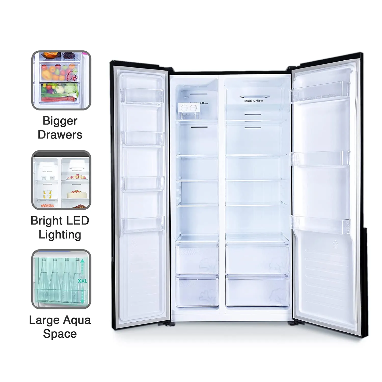 Godrej RS EONVELVET 579 RFD GL BK 564 L Frost Free Side-By-Side Refrigerator  Glass Black Door