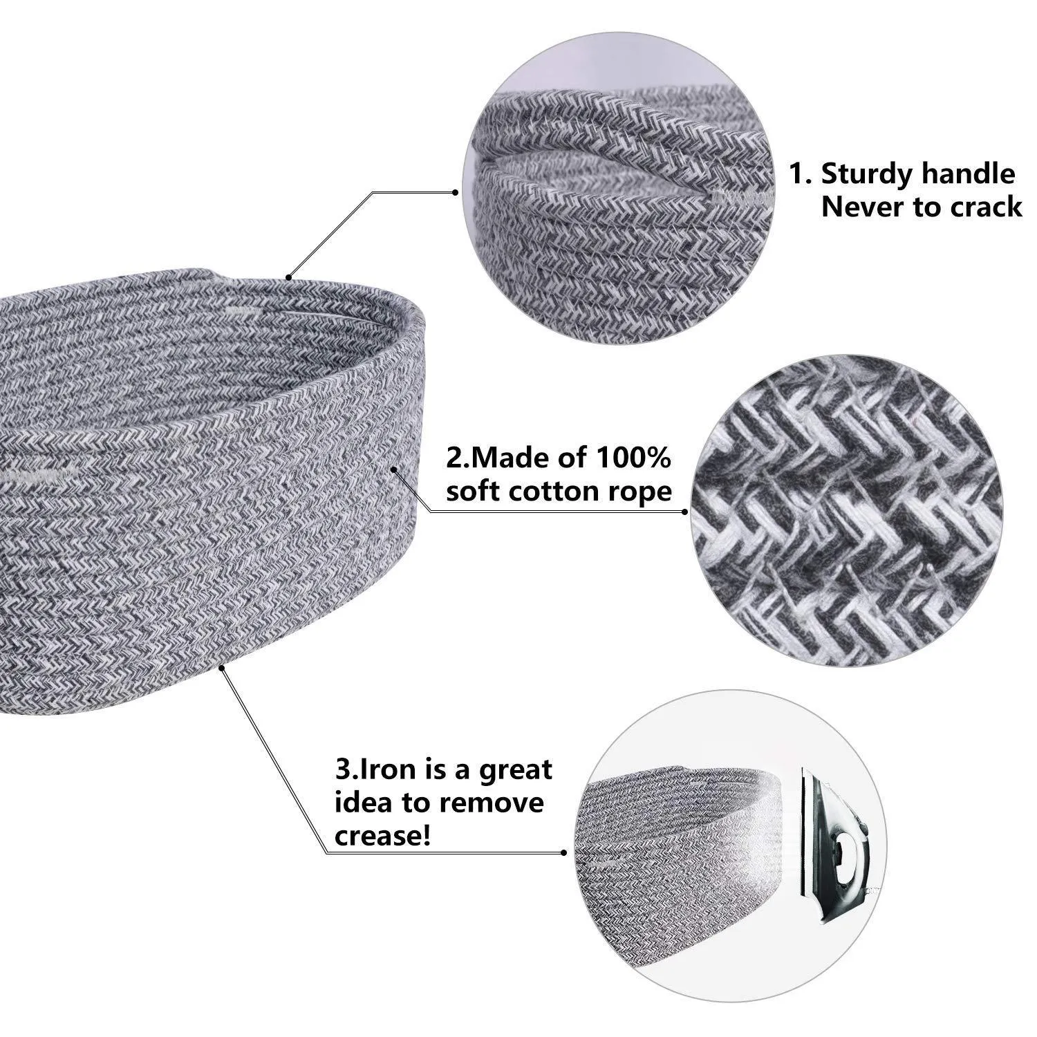 Goodpick Cute Cotton Rope Basket - Dresser Baskets Drawer Baskets Organizer Nursery Closet Storage Foldable Cloth Storage Box Underwear Organizer Drawer Divider, 12''×7''×5'' Set of 2