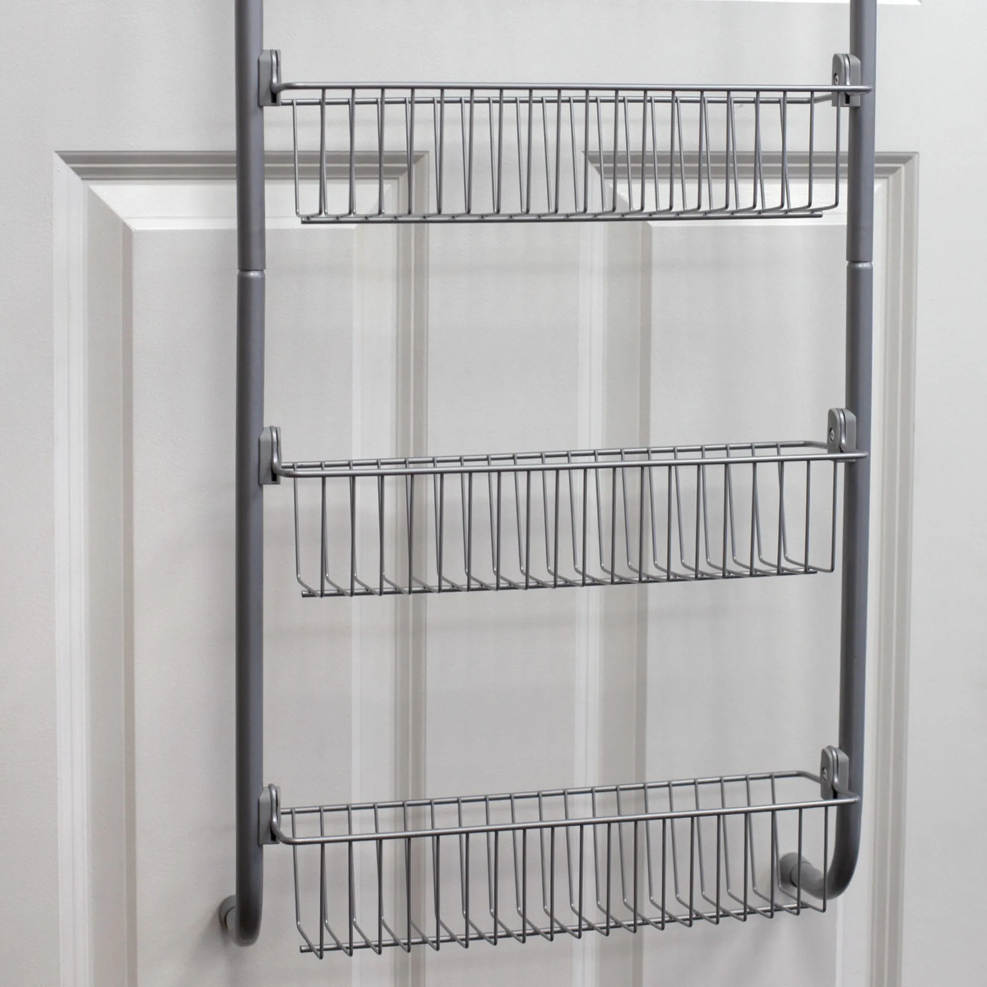Heavy Duty 4 Tier Over the Door Metal Pantry Organizer, Grey