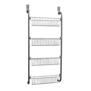Heavy Duty 4 Tier Over the Door Metal Pantry Organizer, Grey
