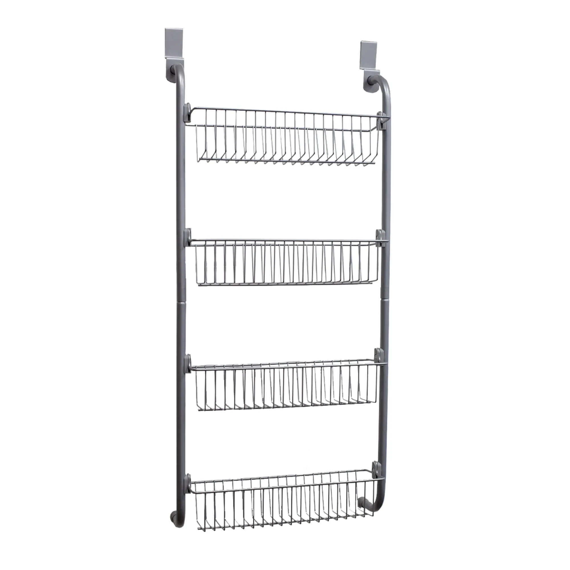 Heavy Duty 4 Tier Over the Door Metal Pantry Organizer, Grey