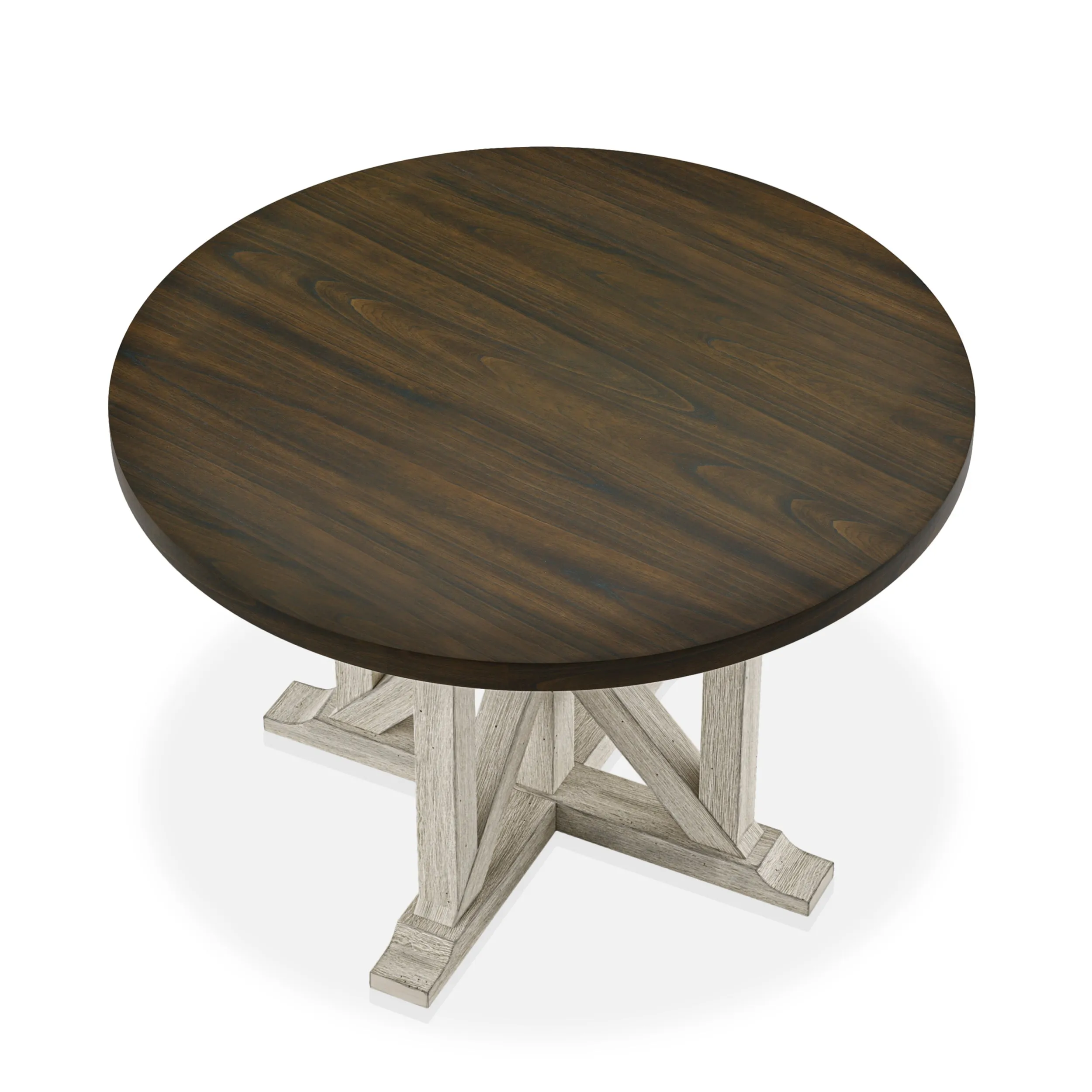 Hersden Rustic Dark Oak and Antique White 47-in Round Dining Table