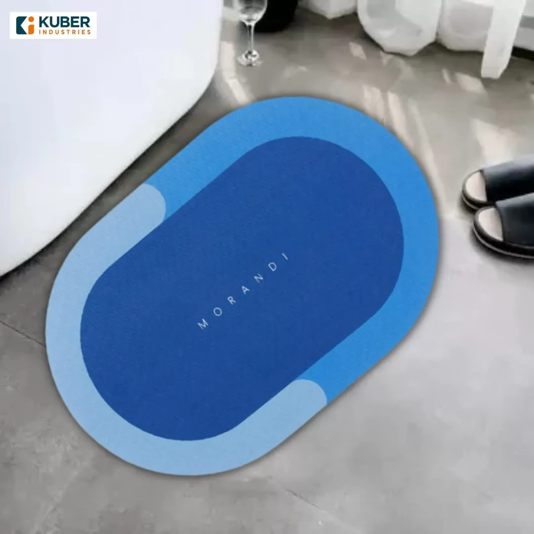 Kuber Industries Stylish Bathroom, Door Mat, Floor, Bath, Door, Bathroom Carpet | Non Slip for Bathroom Cushion Super Absorbent Soft Carpet, Quick Dry Dirt | 40 x 60 cm, Blue, Pack of 4