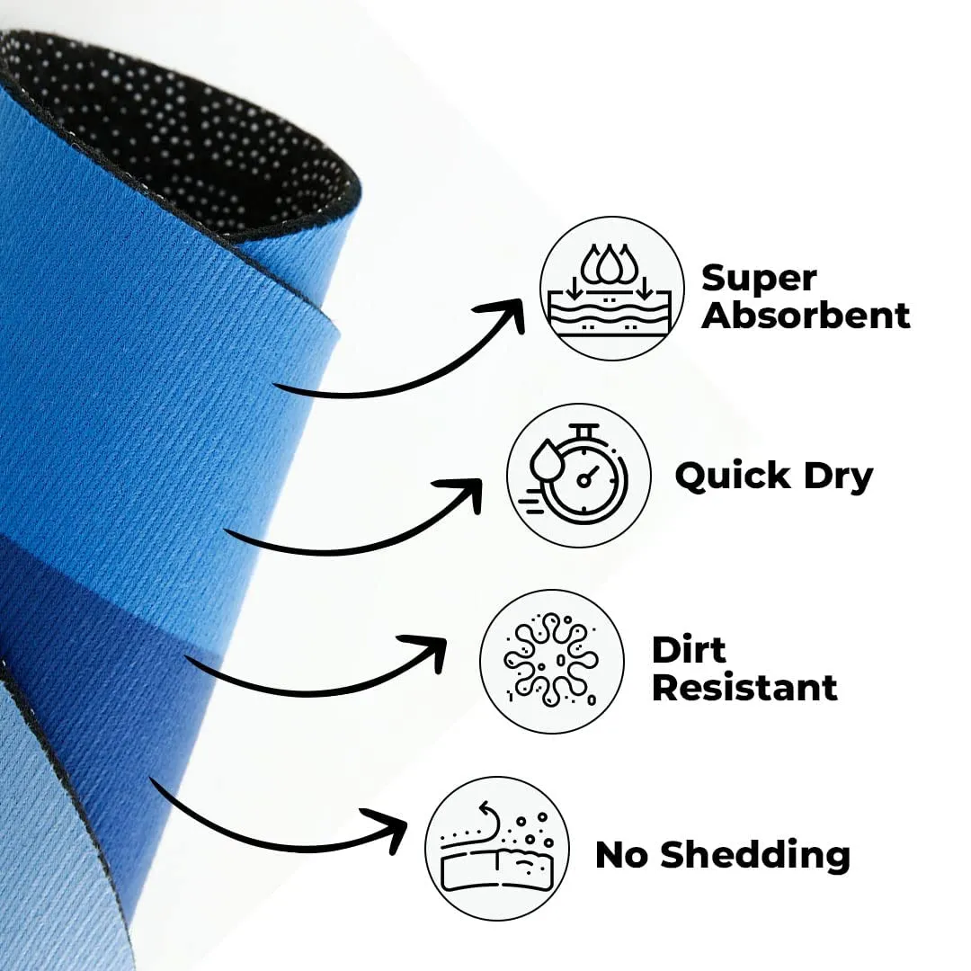 Kuber Industries Stylish Bathroom, Door Mat, Floor, Bath, Door, Bathroom Carpet | Non Slip for Bathroom Cushion Super Absorbent Soft Carpet, Quick Dry Dirt | 40 x 60 cm, Blue, Pack of 4