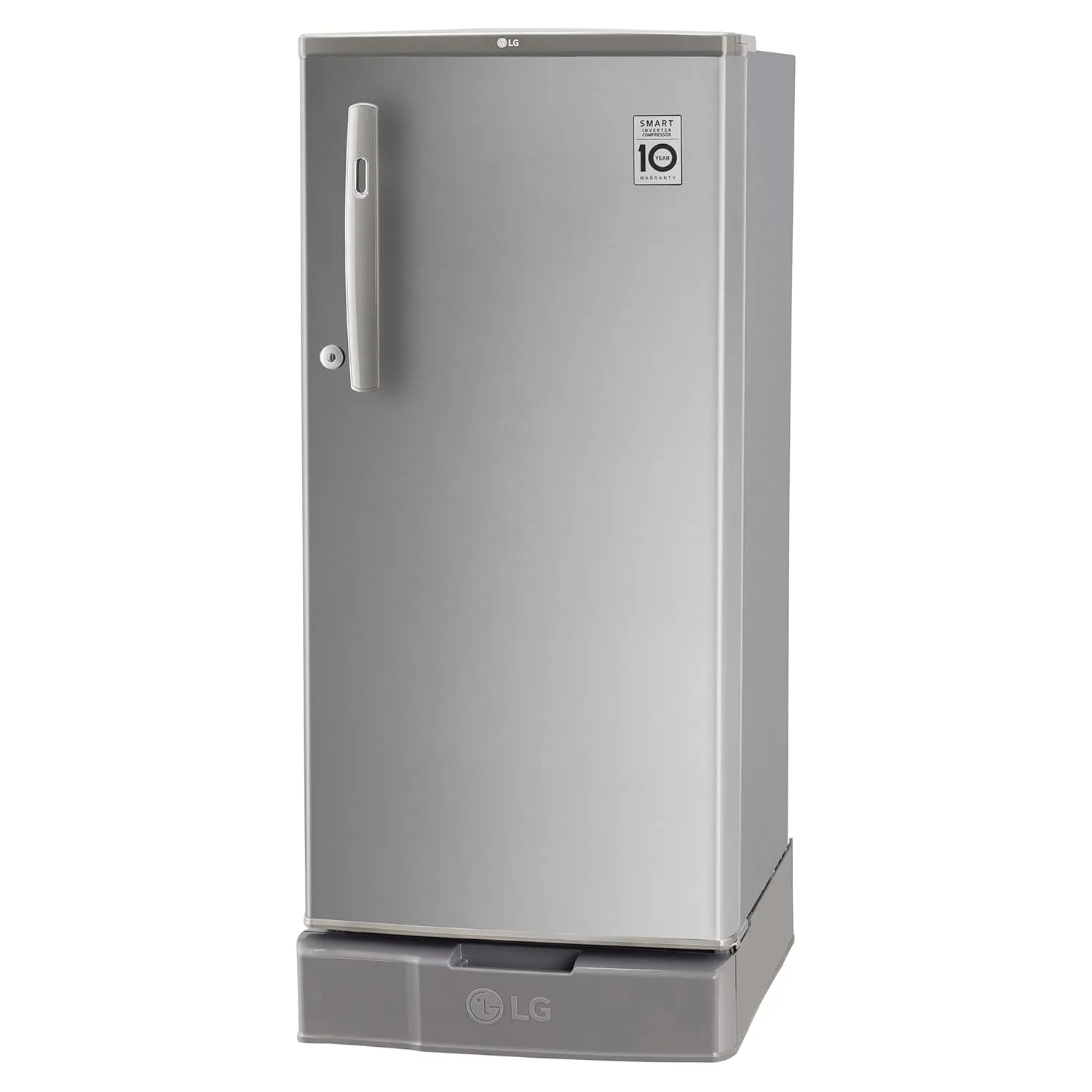LG GL-D199OPZD 185 L Direct Cool Single Door 3 Star Refrigerator with Base Drawer with Fast Ice Making  (Shiny Steel)
