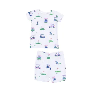 Loungewear Short Set - Vintage Golf Carts Pink