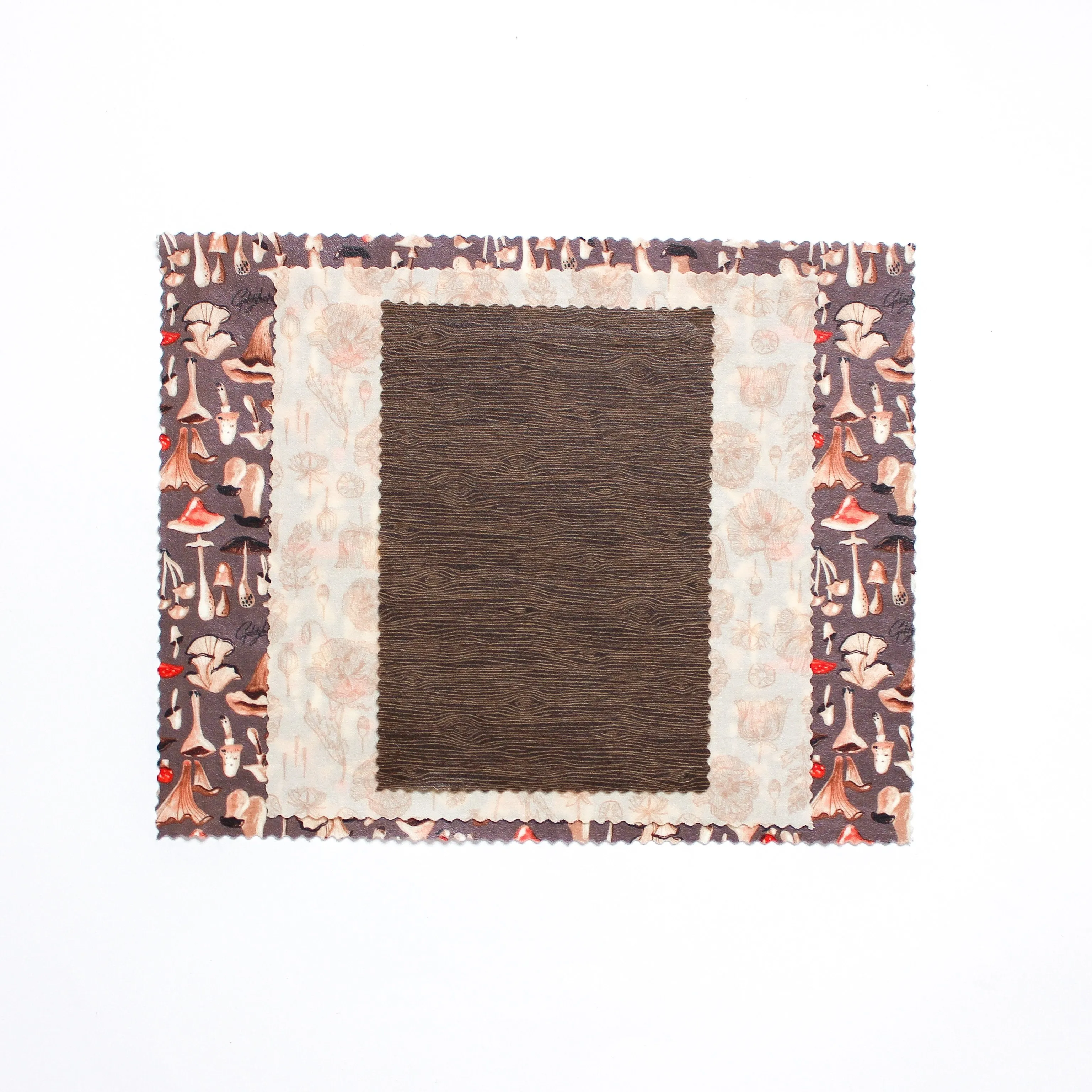 Mushroom Pair: Set of 3 Beeswax Wraps   Dishcloth