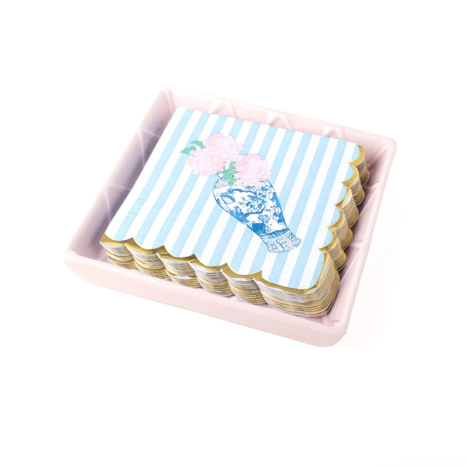 Pink Textured Beverage Napkin Tray