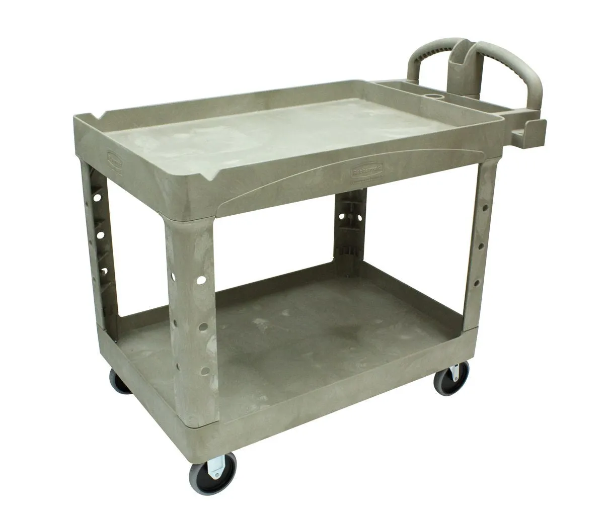 RUBBERMAID HD 2-Shelf Utility Cart w/Lipped Shelf (Med) 45¼"x25-7/8"x33¼"