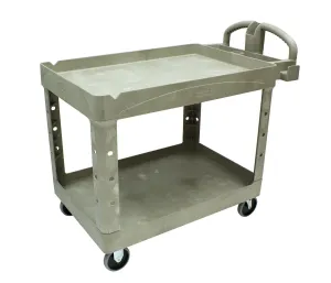 RUBBERMAID HD 2-Shelf Utility Cart w/Lipped Shelf (Med) 45¼"x25-7/8"x33¼"