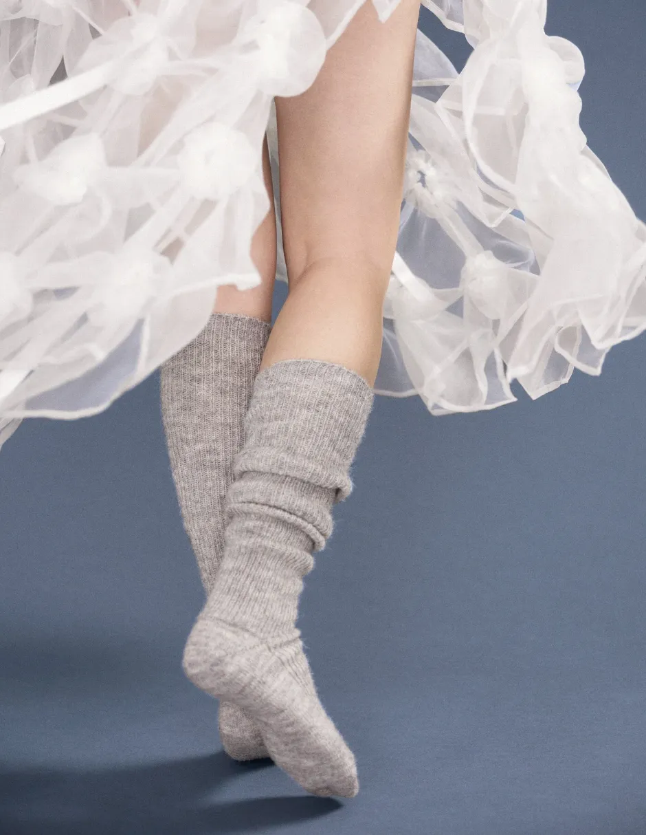 Shaggy Alpaca Over-The-Knee Sock in Heather