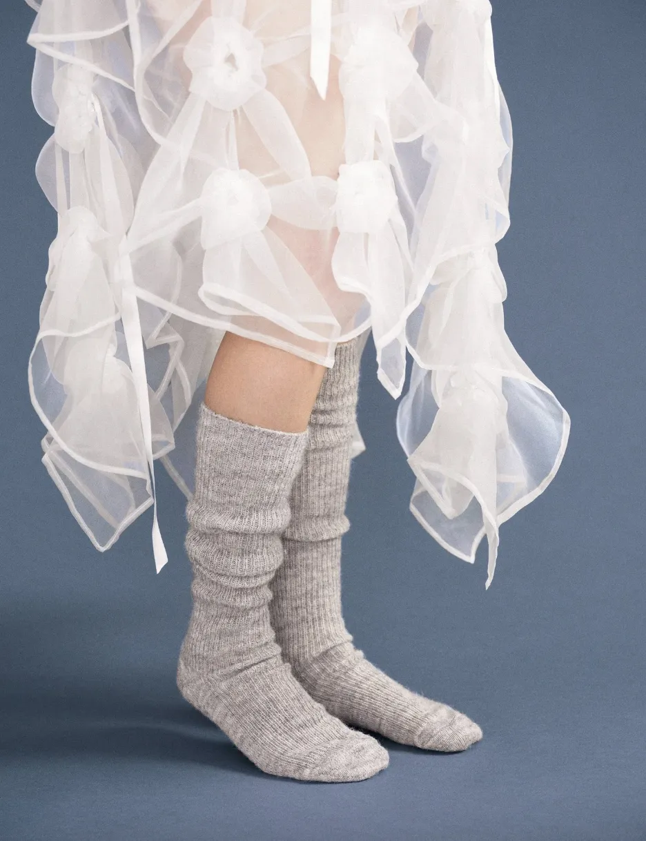 Shaggy Alpaca Over-The-Knee Sock in Heather