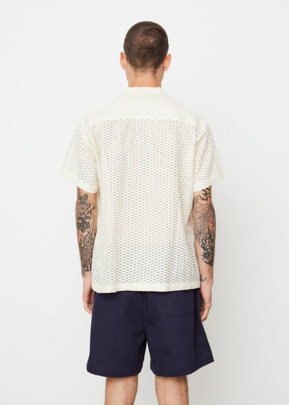 Sheer Brick Lace Short Sleeve Shirt
