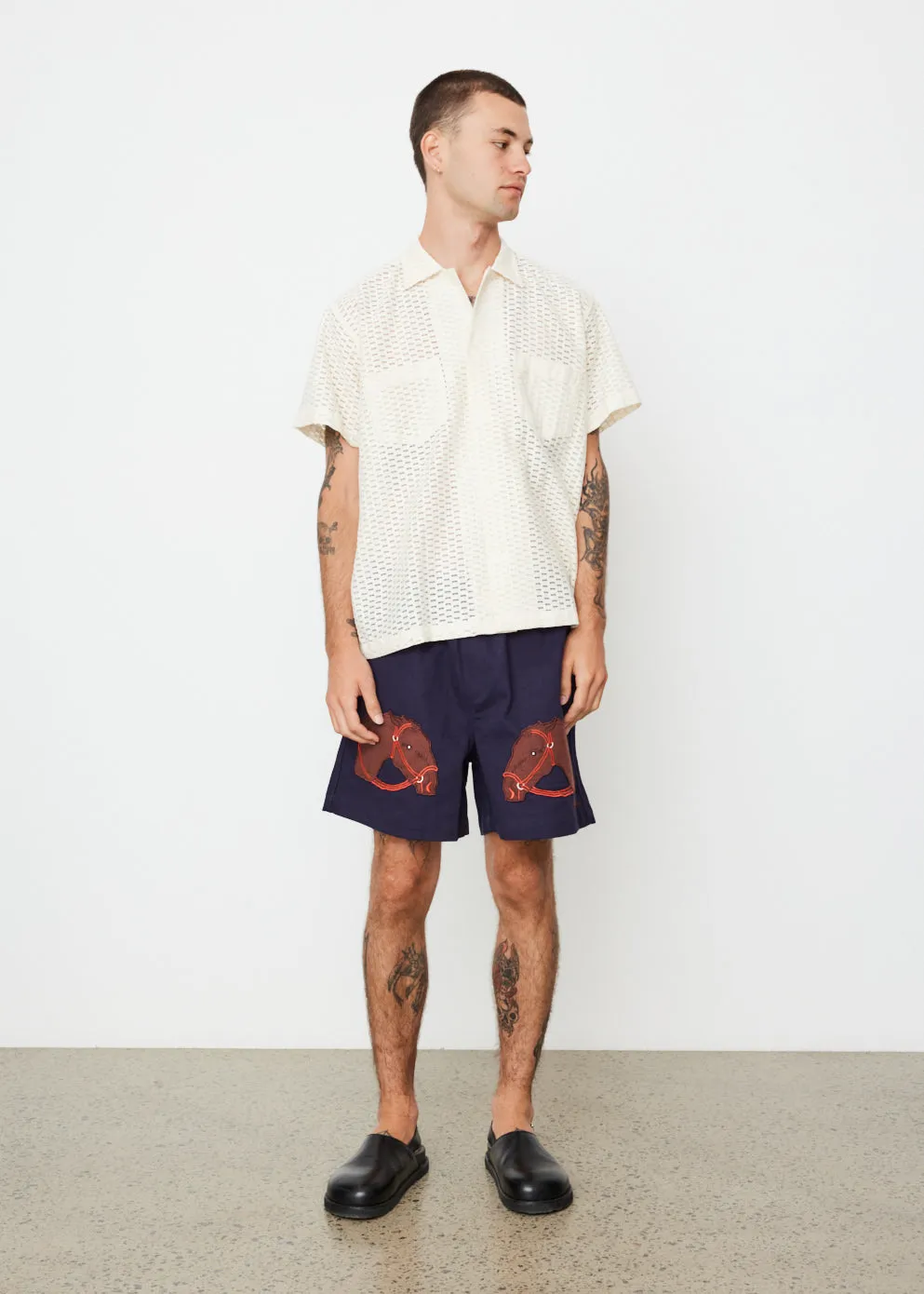 Sheer Brick Lace Short Sleeve Shirt