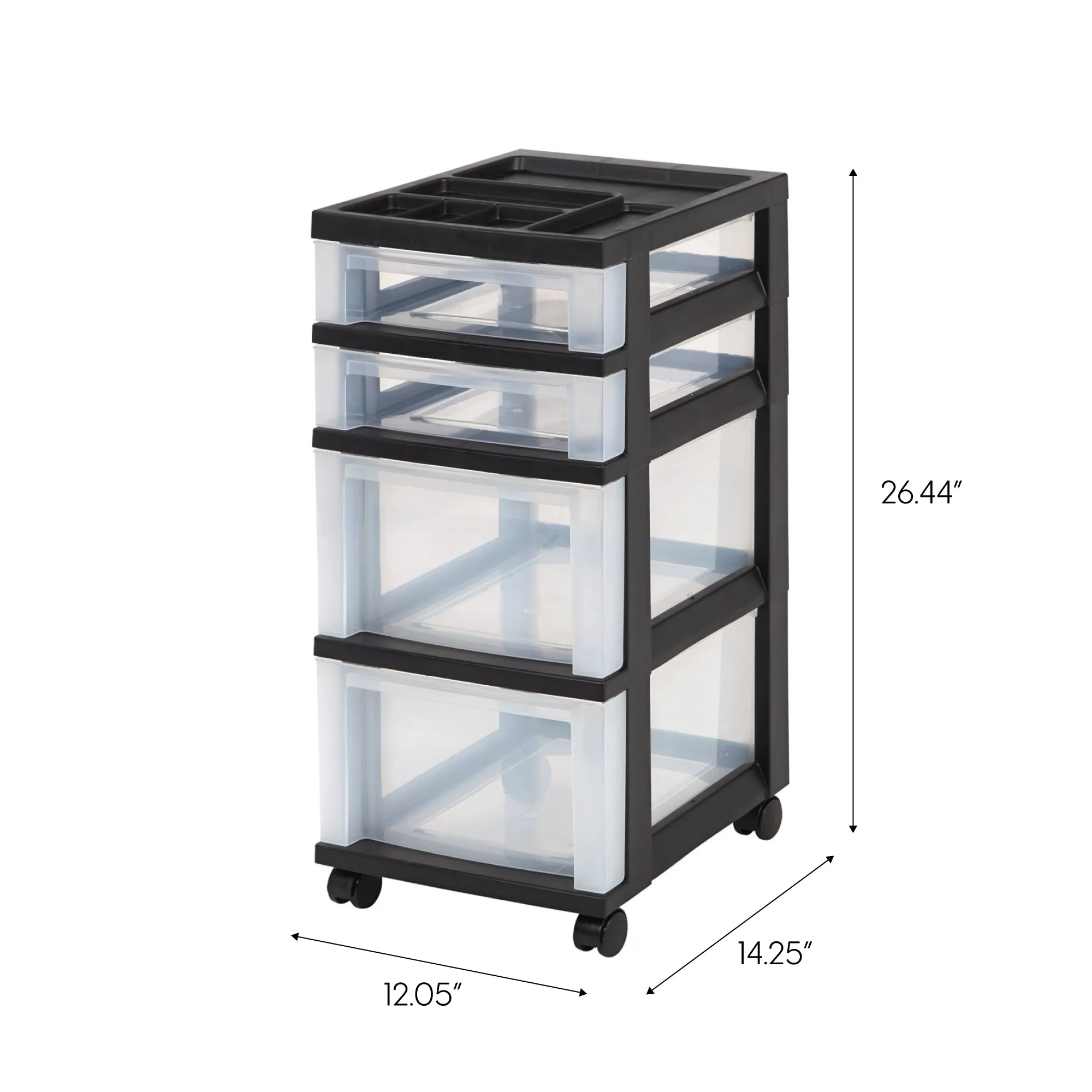 Storage Cart with Organizer Top - 4 Drawer