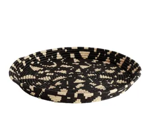 TERREZZO WOVEN SERVING TRAY OR WALL HANGING  ART DECOR  BLACK & TAN