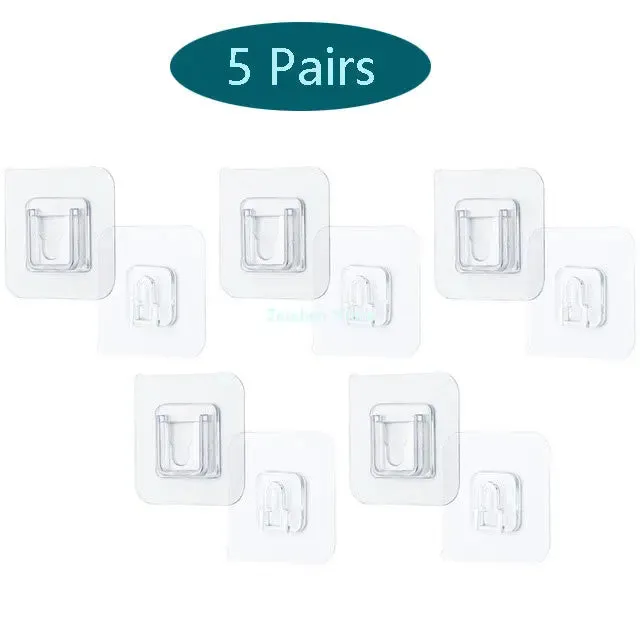 Transparent Wall Hooks Heavy Duty Multi-Purpose Wall Hook Adhesive Hooks Door Hangers Load Rack Hooks Strong Bathroom Kitchen