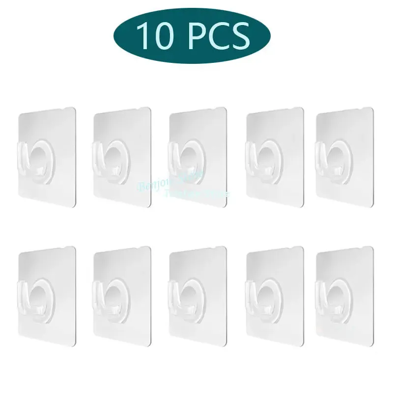 Transparent Wall Hooks Heavy Duty Multi-Purpose Wall Hook Adhesive Hooks Door Hangers Load Rack Hooks Strong Bathroom Kitchen