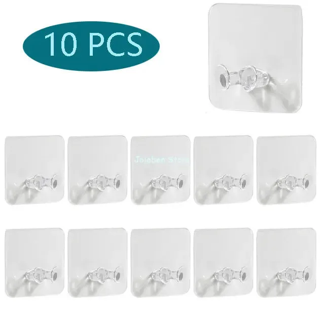 Transparent Wall Hooks Heavy Duty Multi-Purpose Wall Hook Adhesive Hooks Door Hangers Load Rack Hooks Strong Bathroom Kitchen