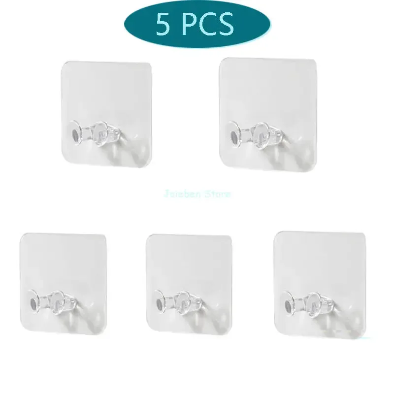 Transparent Wall Hooks Heavy Duty Multi-Purpose Wall Hook Adhesive Hooks Door Hangers Load Rack Hooks Strong Bathroom Kitchen