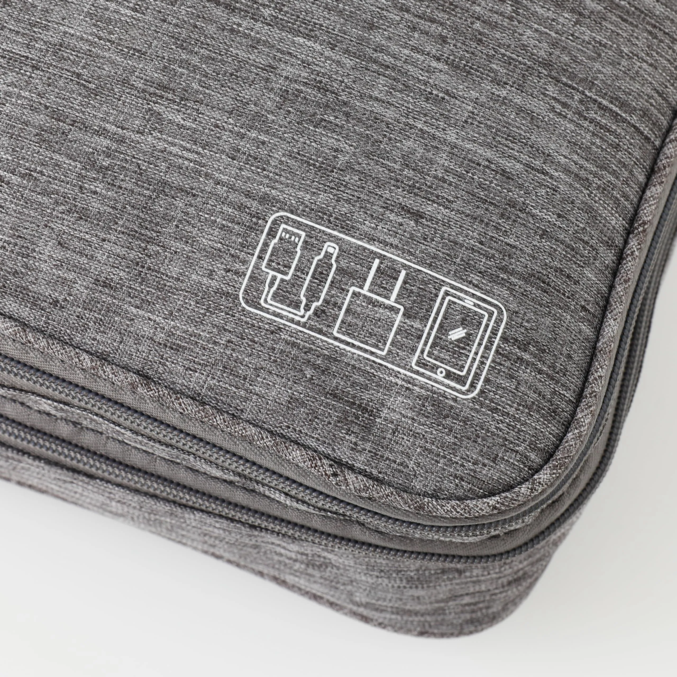 UMAI Portable Travel Organizer for Electronics Accessories | Dual Layer Cable Organiser Bag for Cable, Charger, Cards | Vanity Bag-Lightweight, Waterproof, Mutlipurpose, Adjustable compartments(Grey)