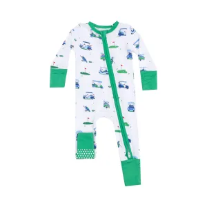 Vintage Golf Carts 2 Way Zipper Romper