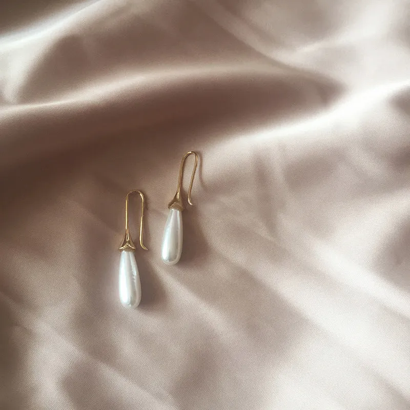 Waterdrop Personality Pearl Earrings With Core Sterling Silver Gold Plated