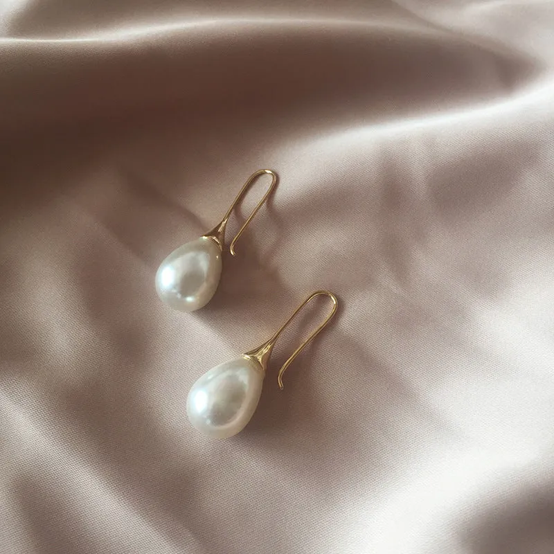 Waterdrop Personality Pearl Earrings With Core Sterling Silver Gold Plated