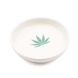 Weed Leaf Ceramic Bowl - White (10cm)