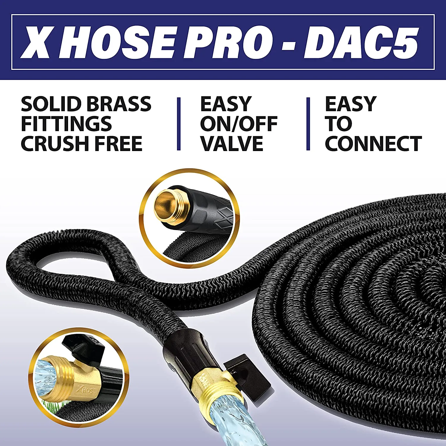 Xhose Dac-5 Garden Hose – 50’– Black